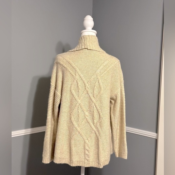 Chico's‎ Cozy Soft Open Front Cable Knit Sweater Cardigan Size Medium Neutral - Picture 4 of 6